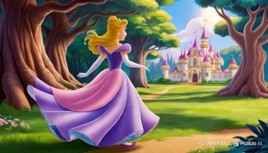 Enchanted Forest: Princess Walks to Majestic Castle – AI Generated Video | Hailuo AI