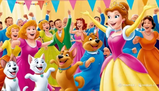 Animated Celebration: Colorful Ballroom Dance Party – AI Generated Video | Hailuo AI