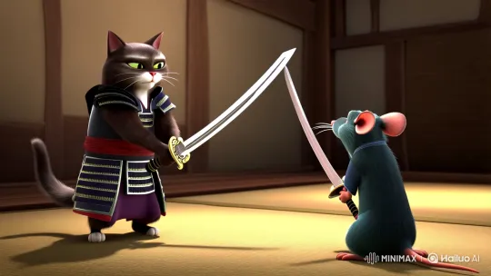 Samurai Cat Duel: Cinematic Elegance and Grace – AI Generated Video | Hailuo AI