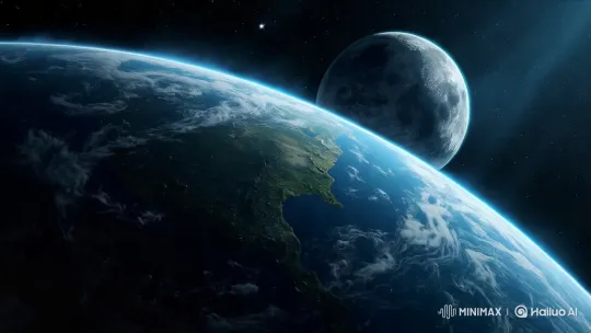 Stunning Earth and Moon View with ZEAX Integration – AI Generated Video | Hailuo AI