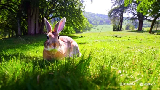 Captivating Rabbit Scene in Lush Meadow – AI Generated Video | Hailuo AI