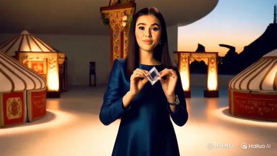 Elegant Girl Showcases 'Cullinan' Diamond in Modern-Kazakh Fusion – AI Generated Video | Hailuo AI
