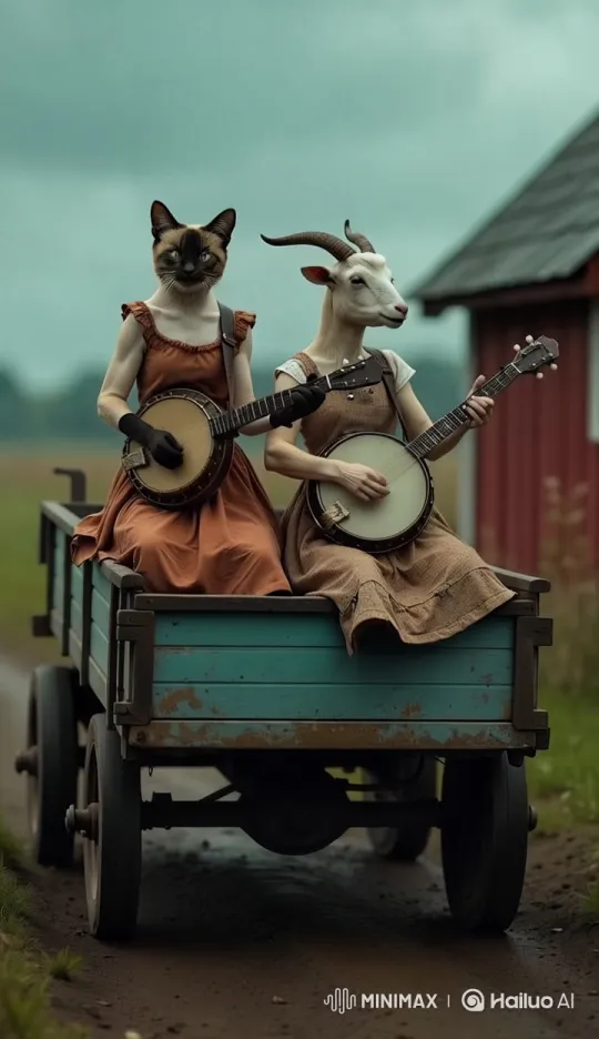 Patchwork Attired Cat and Goat Sing in Pastoral Harmony – AI Generated Video | Hailuo AI