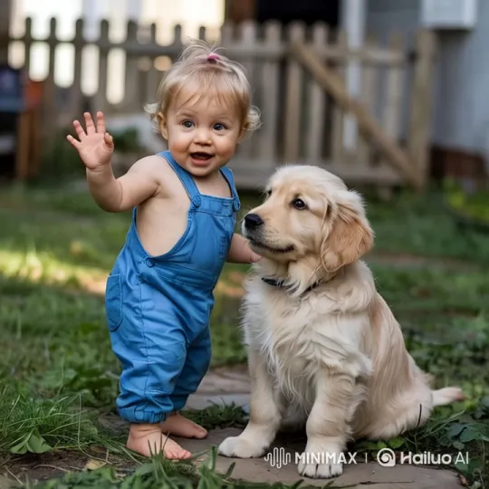 Baby and Puppy's Playful Fight Captured on Camera – AI Generated Video | Hailuo AI
