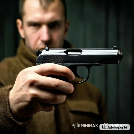 Close-up of a Hand Gripping a Pistol in a Dim Setting – AI Generated Video | Hailuo AI