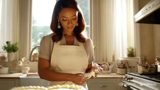 Woman Crafts Heart-Shaped Cake with Grace – AI Generated Video | Hailuo AI