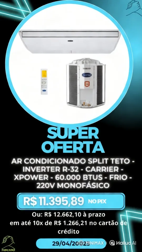 Carrier XPower Split Teto Air Conditioner Sale Announcement – AI Generated Video | Hailuo AI
