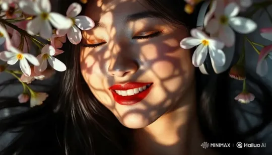 Serene Beauty: Woman Amidst Swaying Flowers – AI Generated Video | Hailuo AI