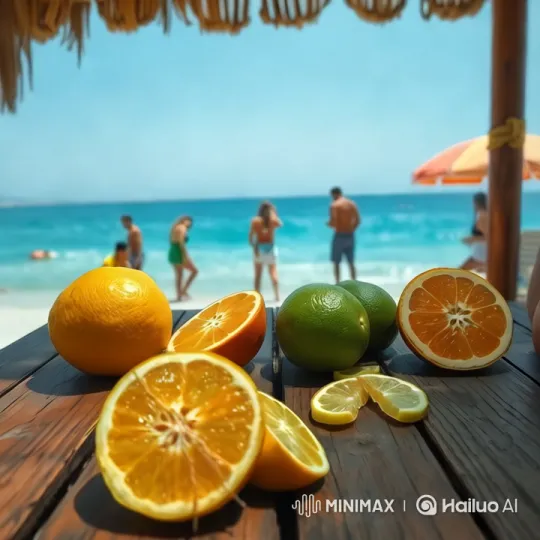 Vibrant Citrus and Serene Beach Aesthetic – AI Generated Video | Hailuo AI