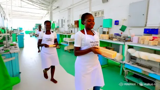 African Ladies Craft Elegant Soap in Modern Factory – AI Generated Video | Hailuo AI