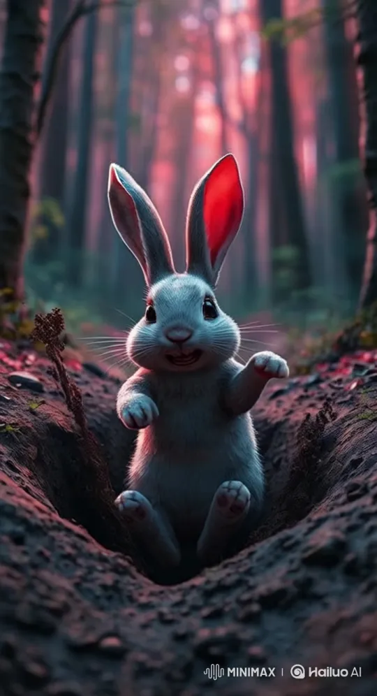Rabbit's Shocking Fall in Aesthetic Forest Setting – AI Generated Video | Hailuo AI