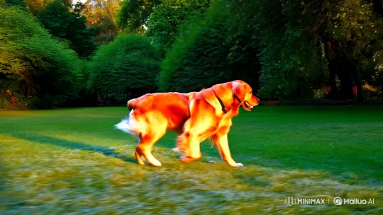 Golden Retriever's Joyful Morning in a Verdant Park – AI Generated Video | Hailuo AI