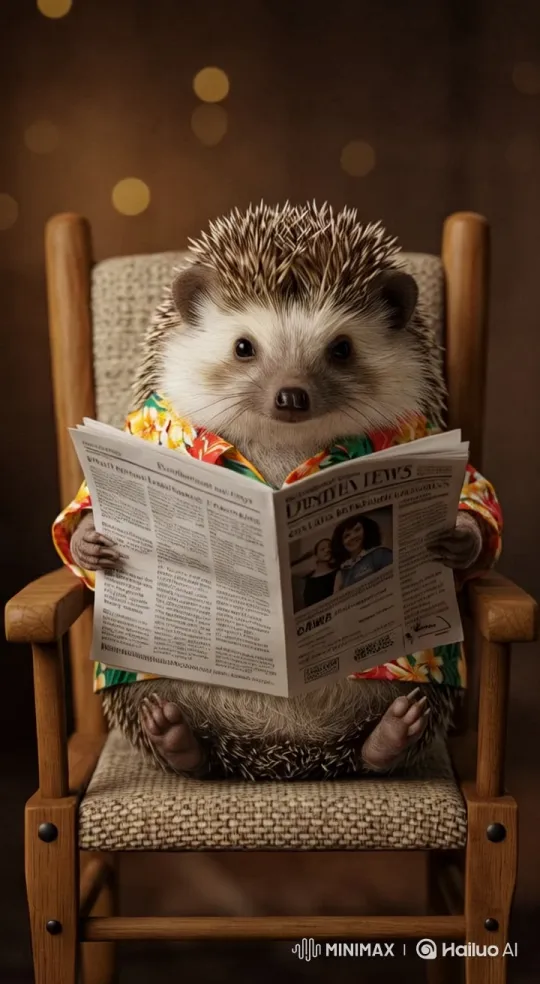 Hedgehog Reads Newspaper, Mimics Discussion – AI Generated Video | Hailuo AI