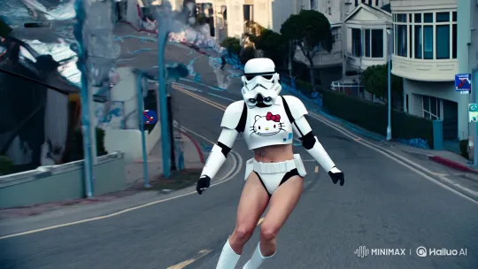 Stormtrooper Skates Through Surreal, Melting San Francisco Hill – AI Generated Video | Hailuo AI