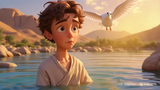 Desert Baptism: Dove's Descent in Golden Light – AI Generated Video | Hailuo AI