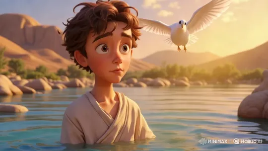 Divine Dove Descends on Serene River Scene – AI Generated Video | Hailuo AI