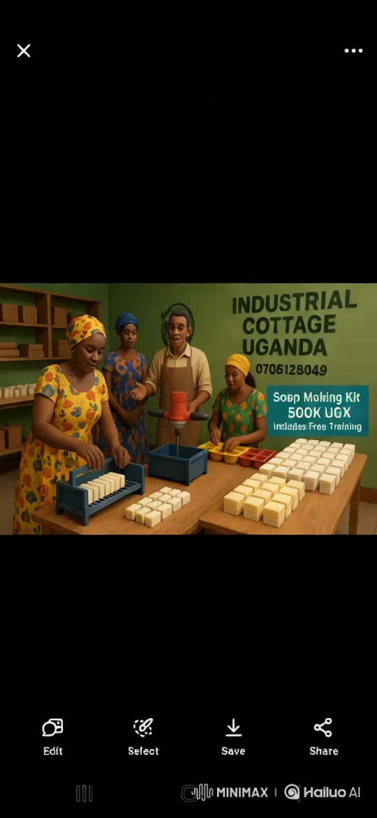 Ugandan Soap Making at Industrial Cottage – AI Generated Video | Hailuo AI