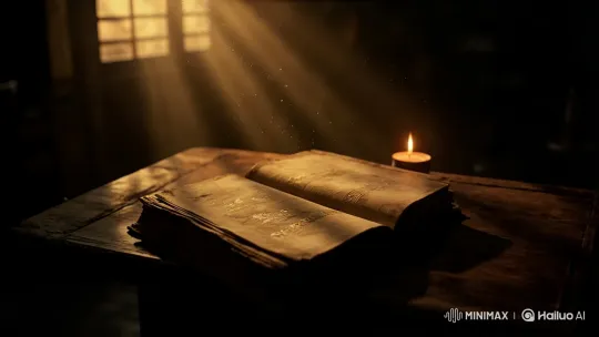 Aesthetic Exploration of an Ancient Book in Golden Light – AI Generated Video | Hailuo AI