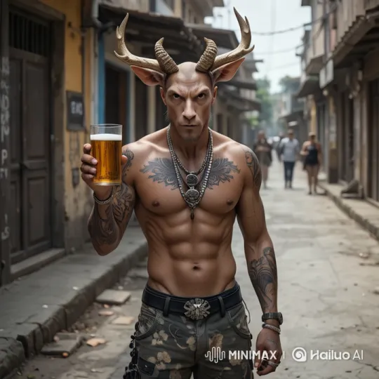 Tattooed Dancer with Antlers Moves to Dembow in Urban Street – AI Generated Video | Hailuo AI