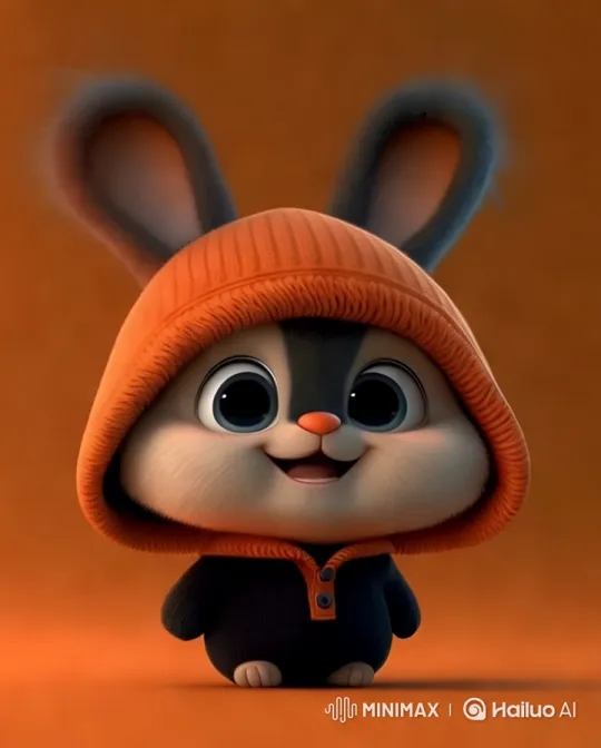Joyful Bunny Dance in Vibrant Orange Setting – AI Generated Video | Hailuo AI