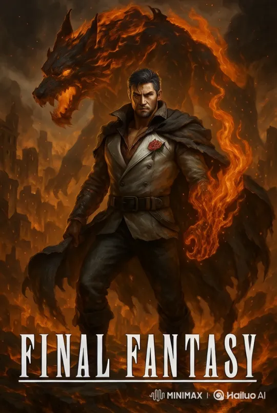 Silver-haired Warrior in Fiery Apocalyptic City – AI Generated Video | Hailuo AI