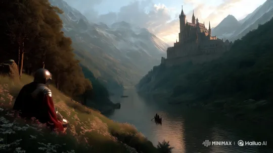 Knight Contemplates Peaceful Medieval Landscape – AI Generated Video | Hailuo AI