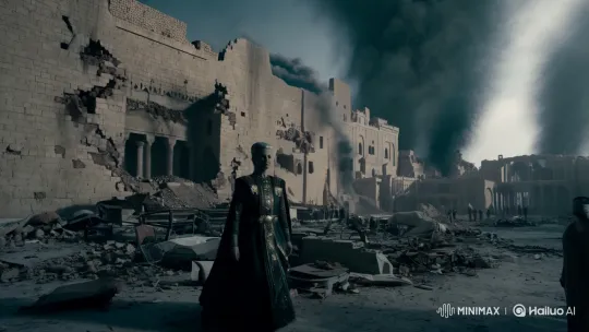 Devastated Persian City: Authority Amidst Ruins – AI Generated Video | Hailuo AI