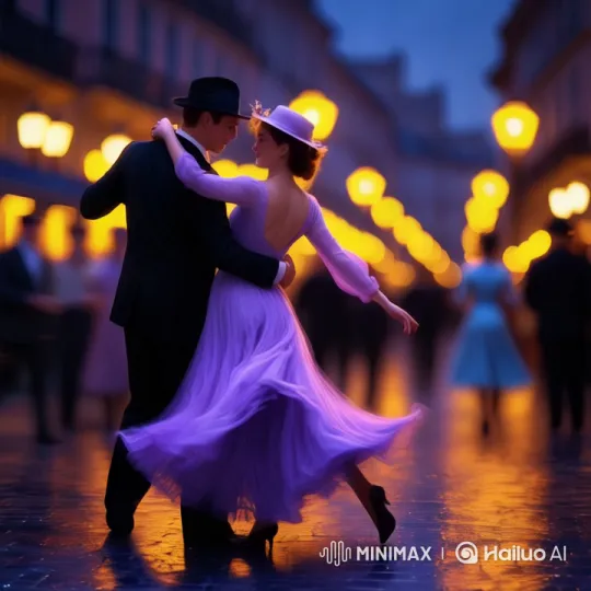 Elegant Couple Dancing in Romantic Dusk Setting – AI Generated Video | Hailuo AI