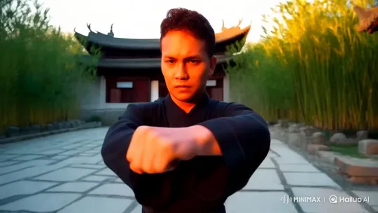 Martial Artist in Ancient Chinese Courtyard – AI Generated Video | Hailuo AI