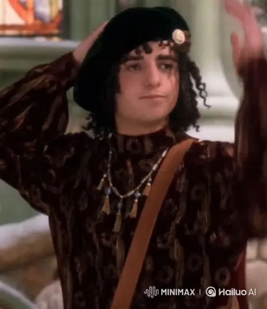 Woman in Patterned Dress Adjusts Beret in Elegant Setting – AI Generated Video | Hailuo AI