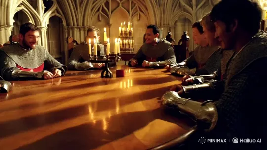 Knights of King Arthur Engage in Strategic Game at Round Table – AI Generated Video | Hailuo AI