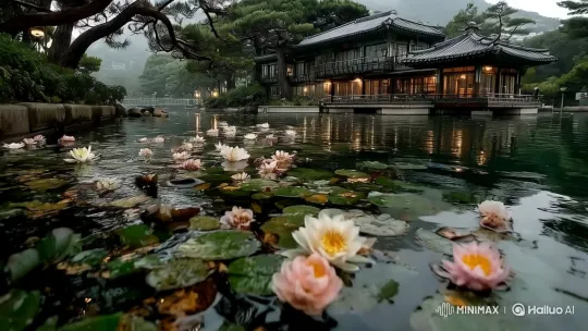 Tranquil Floating Pavilion Over Lotus Pond – AI Generated Video | Hailuo AI