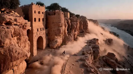 Desert Fortress: A Cinematic Journey Through Dust and Sunlight – AI Generated Video | Hailuo AI