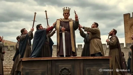 Medieval Men Claim Crown and Sword from Statue – AI Generated Video | Hailuo AI