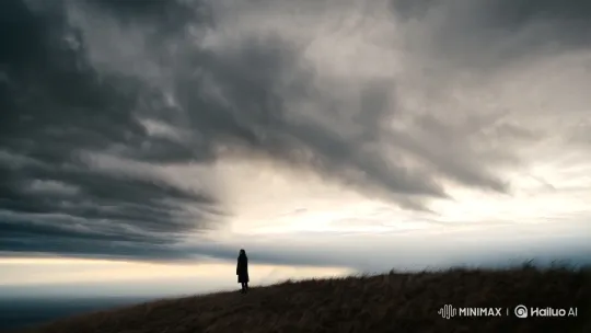 Stormy Sky and Solitary Figure: A Visual Narrative of Faith and Resilience – AI Generated Video | Hailuo AI
