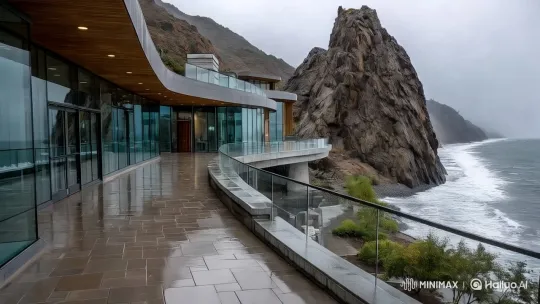 Cliffside House Reflects Modern Design Amidst Nature's Beauty – AI Generated Video | Hailuo AI