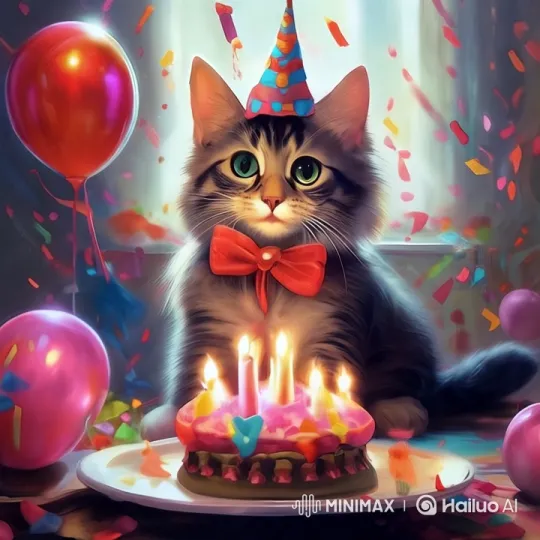 Magical Kitten Transformation in Birthday Celebration – AI Generated Video | Hailuo AI