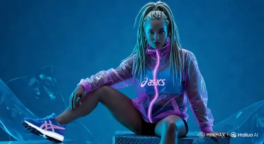 Confident Woman in Futuristic Setting - ASICS Promo – AI Generated Video | Hailuo AI