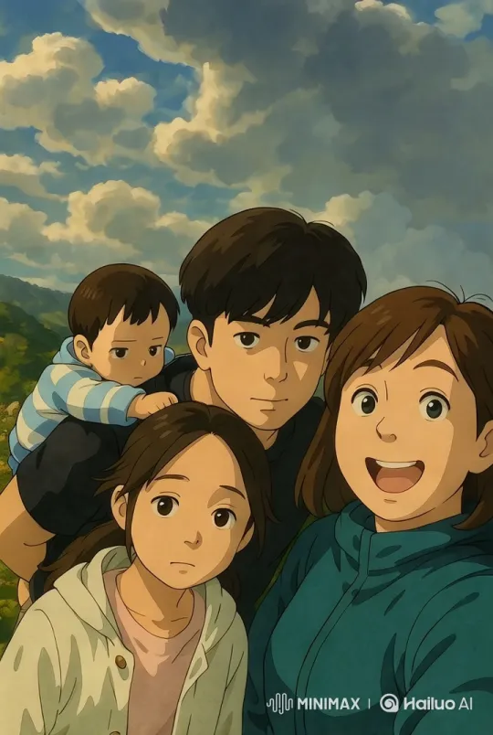 Family Bonding in Scenic Natural Landscape – AI Generated Video | Hailuo AI