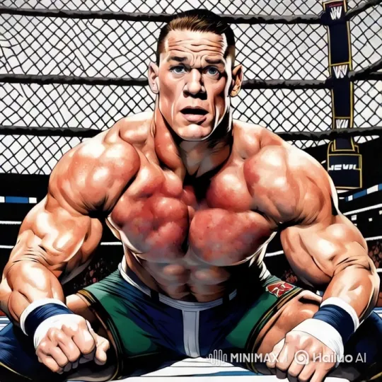 Bodybuilder Transforms into Stone Statue in Wrestling Ring – AI Generated Video | Hailuo AI
