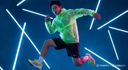 Athletic Triumph: Futuristic Slow-Motion Celebration Shot – AI Generated Video | Hailuo AI