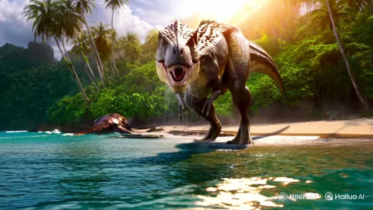 Tyrannosaurus Rex Emerges in Cinematic Jungle Scene – AI Generated Video | Hailuo AI