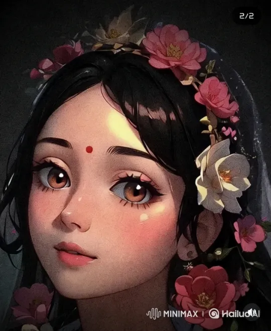 Girl with Floral Crown: A Study in Beauty – AI Generated Video | Hailuo AI