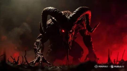 Demon in Fiery Inferno: Menacing Presence and Looming Doom – AI Generated Video | Hailuo AI