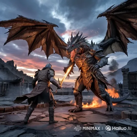 Knight vs. Dragon: Epic Twilight Battle in Medieval Fantasy – AI Generated Video | Hailuo AI