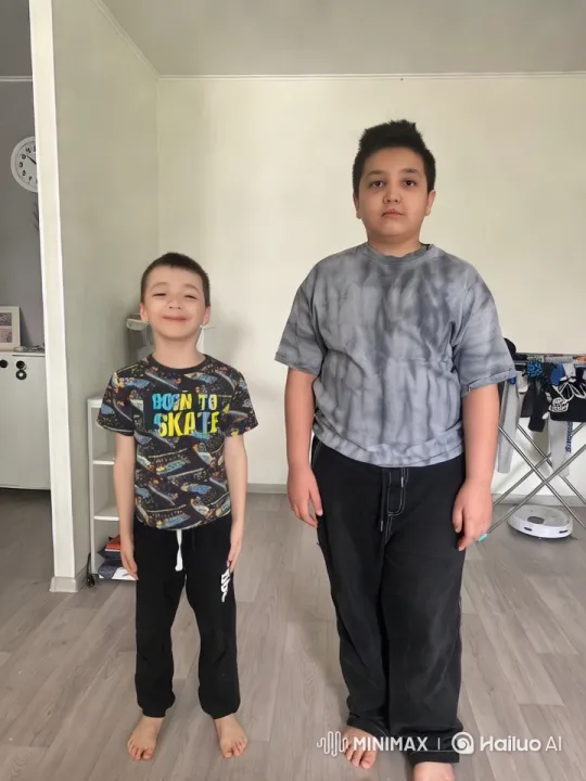 Boys Embrace in Minimalist Modern Room – AI Generated Video | Hailuo AI