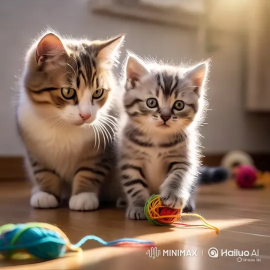 Cats Bonding in Sunlit Room – AI Generated Video | Hailuo AI