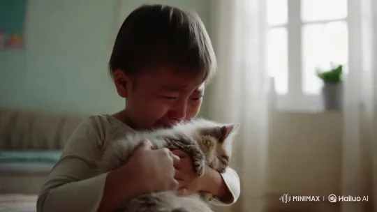 Child and Kitten: A Study in Innocence and Solitude – AI Generated Video | Hailuo AI