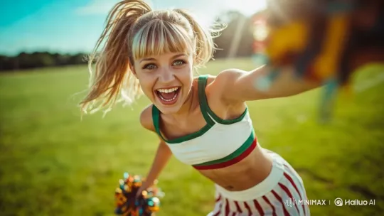 Cheerleader in Park: Close-Up of Energetic Performance – AI Generated Video | Hailuo AI