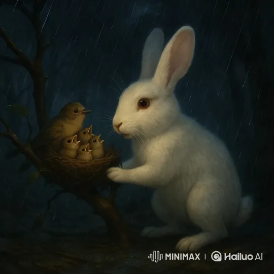 Benny the Brave Rabbit Saves Animals in Stormy Forest – AI Generated Video | Hailuo AI